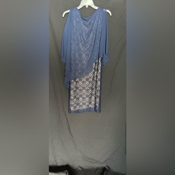 Connected Women's Lace Cold-Shoulder Cape Dress - Picture 3 of 7